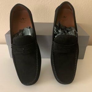 Aquatalia black suede moccasins